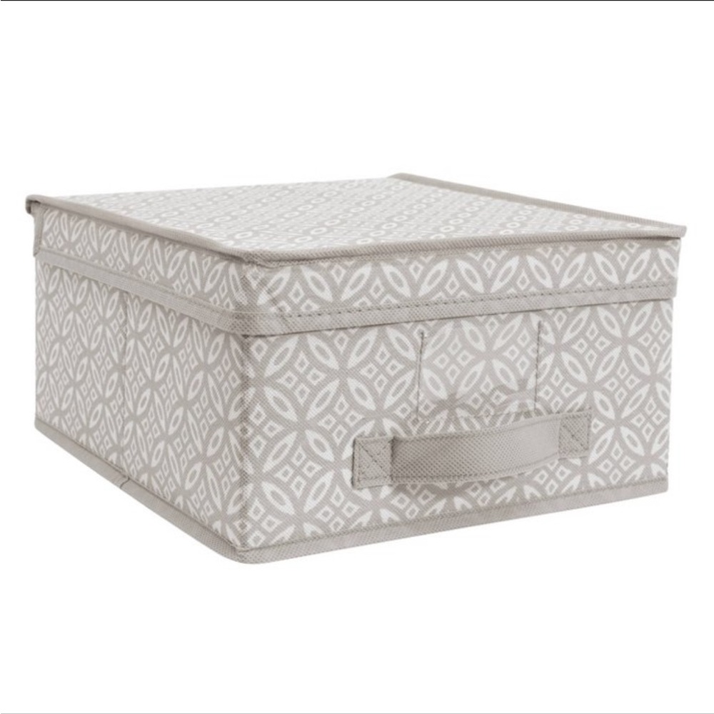 Simplify medium grey Boho print storage box - 12x11x6 new